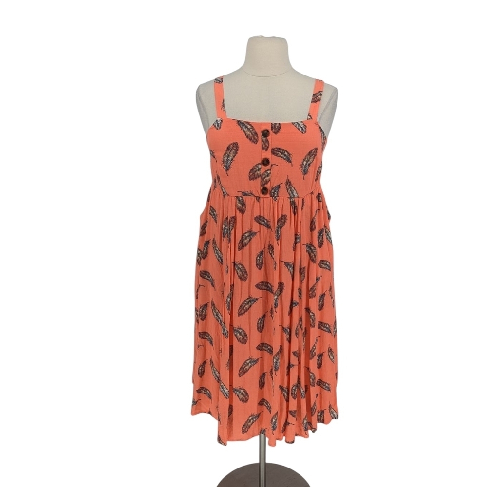 01478 Torrid Feather Midi Dress Orange Size 00X bohemian preppy summer casual